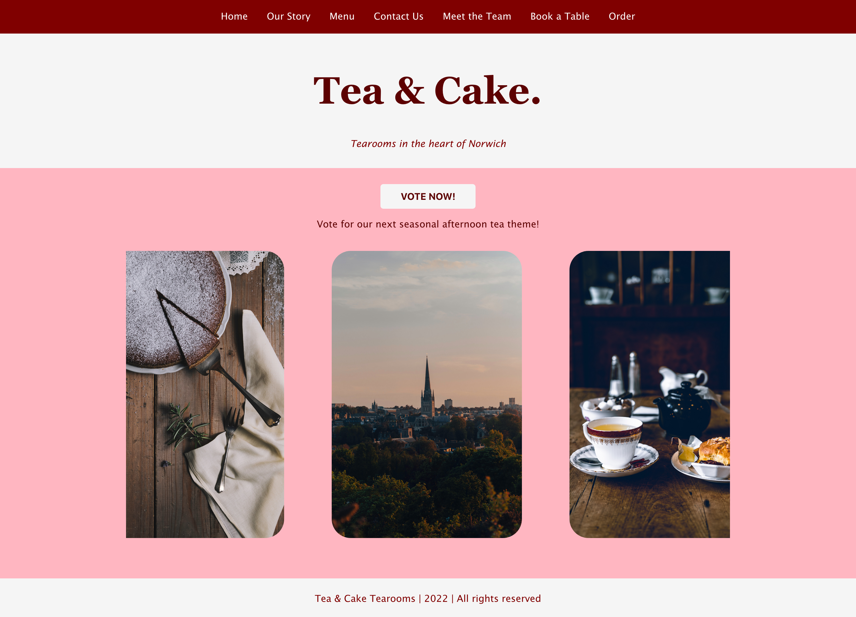 screenshot of Tea and Cake Tearooms app